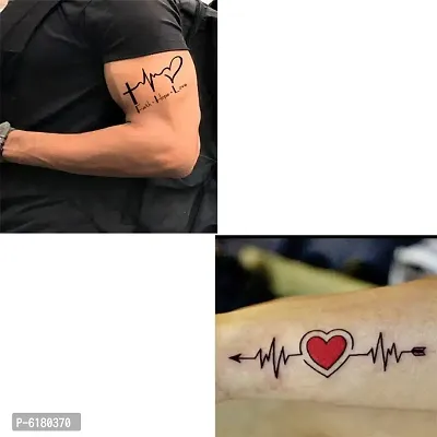 Famous Faith Hope Love And Heart Beat Tattoo Combo Waterproof Men and Women  Temporary body Body Tattoo