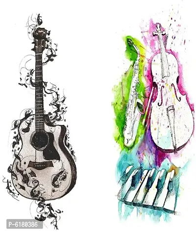 Famous Broken Guitar tattoo and Color Guitar tattoo Combo Pack Waterproof Men and Women  Temporary body Body Tattoo