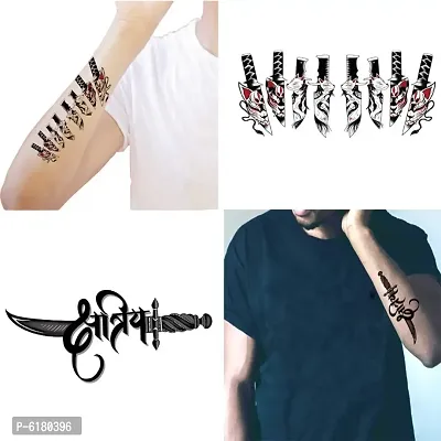 Famous Knife And Cats And Katriya Tattoo Combo Pack Waterproof Men and Women  Temporary body Body Tattoo