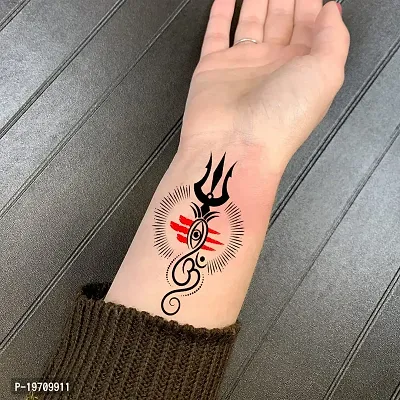 Ordershock Om With Trishul Eye Temporary Tattoo for Men and Women Waterproof Sticker