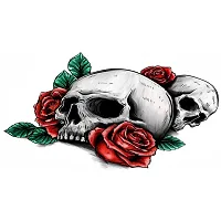 Ordershock Skull With Rose Real Temporary Tattoo for Men and Women Waterproof Sticker-thumb1