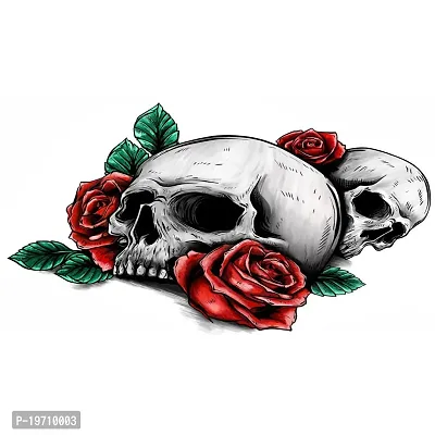 Ordershock Skull With Rose Real Temporary Tattoo for Men and Women Waterproof Sticker-thumb2