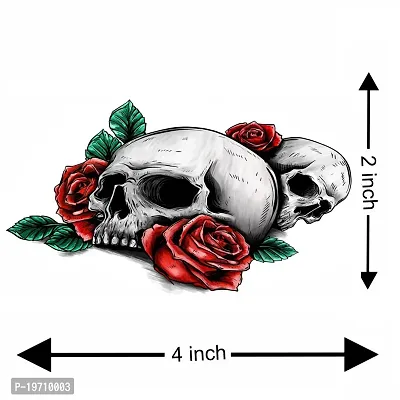 Ordershock Skull With Rose Real Temporary Tattoo for Men and Women Waterproof Sticker-thumb3