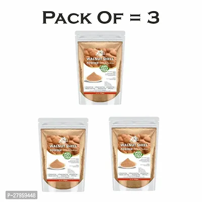 Organic Pack Of 03 300g  Walnut Shell Natural Exfoliating Scrub for Smooth and Radiant Skin-thumb0