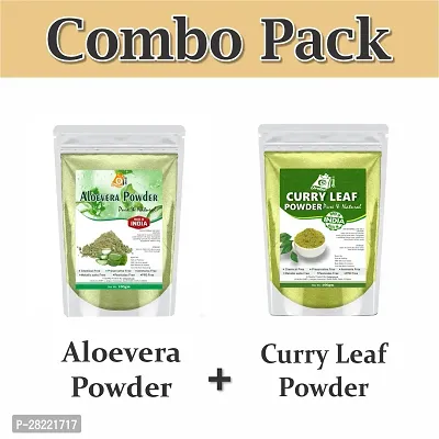 Ordershock Organic Aloevera Powder With Curry Leaf Powder - Natural Detox Hair Health