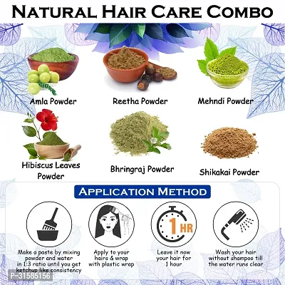 Amla, Hibiscus Leaves, Mehndi, Reetha, Bhringraj  Shikakai Hair Combo Powder-thumb3