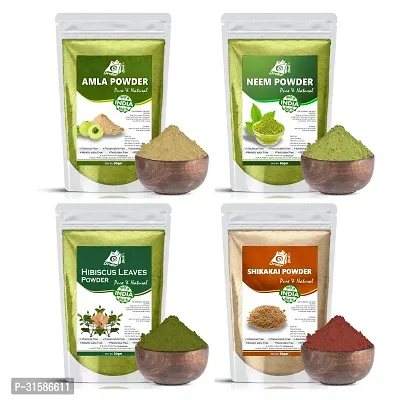 Ordershock Amla, Shikakai, Neem And Hibiscus Leaves Powder For Hair Care Combo Powder