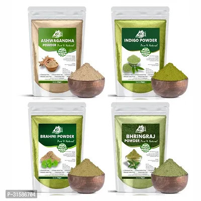 Ashwagandha, Indigo, Brahmi And Bhringraj Powder For Hair Care Combo Powder