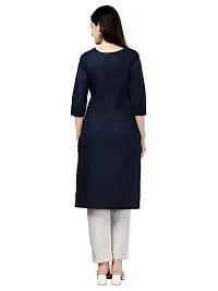 Narrow fashion Women's Cotton Straight Embroidery Kurti (XL, Navy Blue)-thumb1