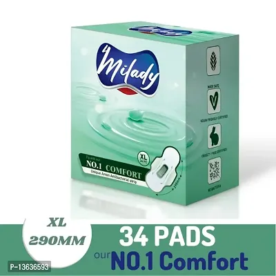 4MILADY Ultra Care Sanitary Pads for Women - XL 290mm (Pack of 34) with wings| 2X higher absorption technology | Zero leakage up to 12 hours-thumb0