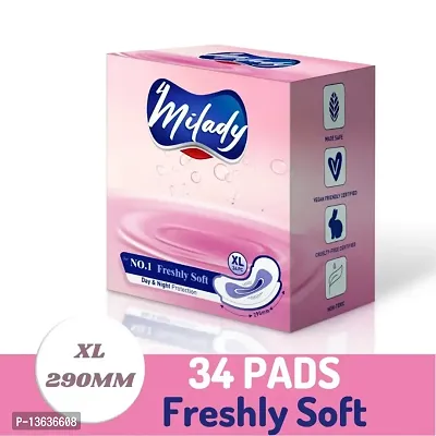 4MILADY Ultra Thin Sanitary pads for women | Comfort , Soft Wings | Dry top sheet | Heavy flow |  XL 29cm long | Pack of 34Pca-thumb0