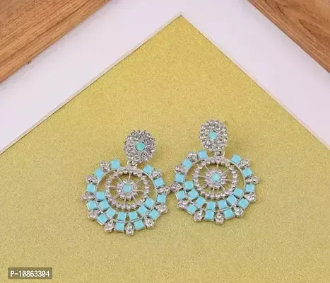 Blue Silver Plated Earrings For Women