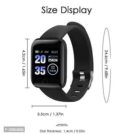 Best quality ID116 smart fitness band  (Black Strap, Size : Free size)-thumb2