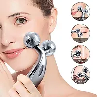 Manual 3D Massager 360 Rotate Roller Face Body Massager Skin Lifting Wrinkle Remover(SILVER)-thumb1