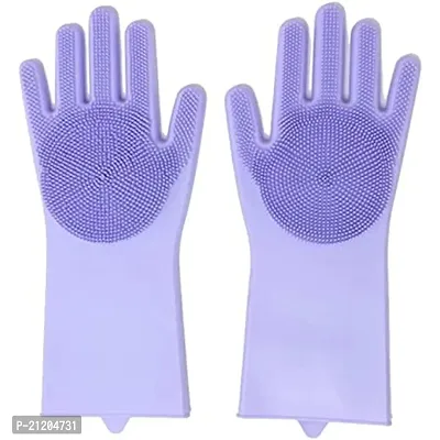 Washing Silicone Reusable Heat Resistance and Water Proof Hand Gloves(purple)-thumb0