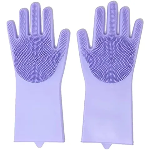 Washing Silicone Reusable Heat Resistance and Water Proof Hand Gloves(purple)