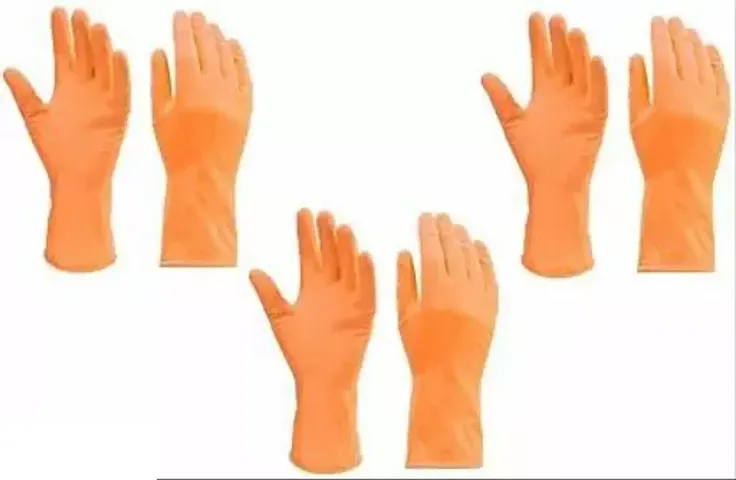 Stylish Multipurpose Reusable Gloves Orange 3 Pair