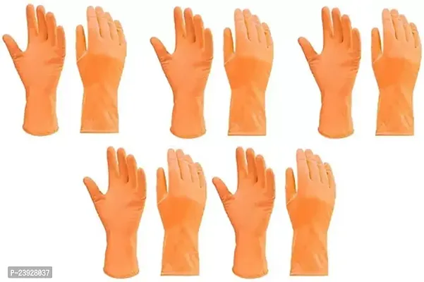 Stylish Multipurpose Reusable Gloves Orange 5 Pair-thumb0