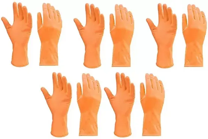 Stylish Multipurpose Reusable Gloves Orange 5 Pair