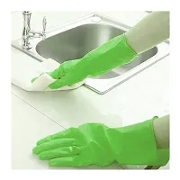 Cleaning Gloves Reusable Rubber Hand Gloves, Stretchable Gloves for Washing Cleaning Kitchen Garden - Pack of 3 Pair (Mix Color)-thumb1
