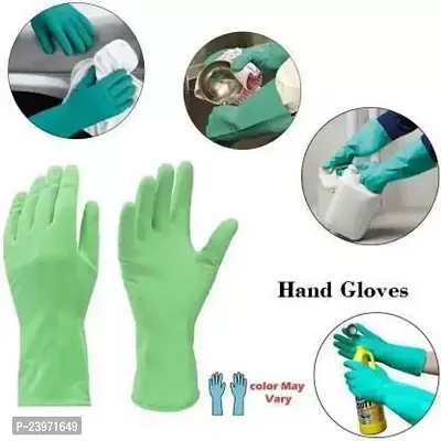 Cleaning Gloves Reusable Rubber Hand Gloves, Stretchable Gloves for Washing Cleaning Kitchen Garden - Pack of 3 Pair (Mix Color)-thumb4