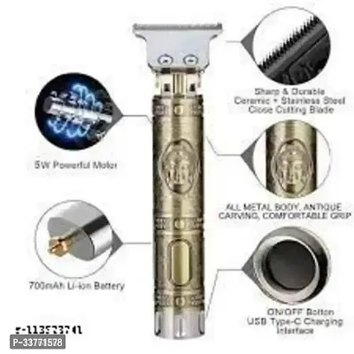 Golden Metal T Blade Trimmer for Men Body Hair Clipper Beard Shaving Electric Machine-thumb2