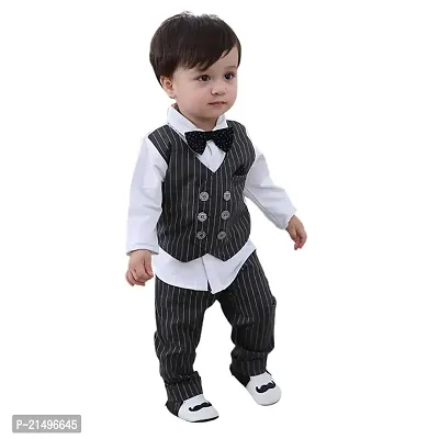 Rasayan Boy's Stylish White  Black Multicolour Top And Pant Casual Clothing Sets (12-18 Month, Black)-thumb0