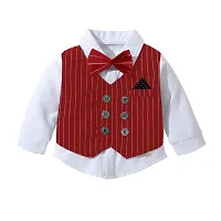 Rasayan Boy's Stylish White  Black Multicolour Top And Pant Casual Clothing Sets (1-2 Year, Red)-thumb2