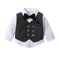 Rasayan Boy's Stylish White  Black Multicolour Top And Pant Casual Clothing Sets (12-18 Month, Black)-thumb2