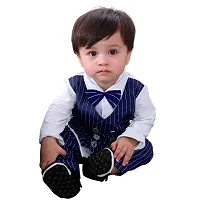 Rasayan Boy's Stylish White  Black Multicolour Top And Pant Casual Clothing Sets (6-9 Month, Blue)-thumb1