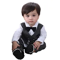 Rasayan Boy's Stylish White  Black Multicolour Top And Pant Casual Clothing Sets (12-18 Month, Black)-thumb1