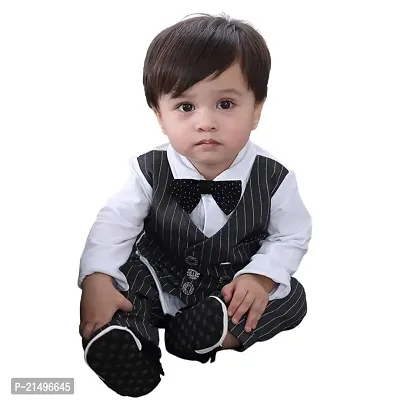 Rasayan Boy's Stylish White  Black Multicolour Top And Pant Casual Clothing Sets (12-18 Month, Black)-thumb2