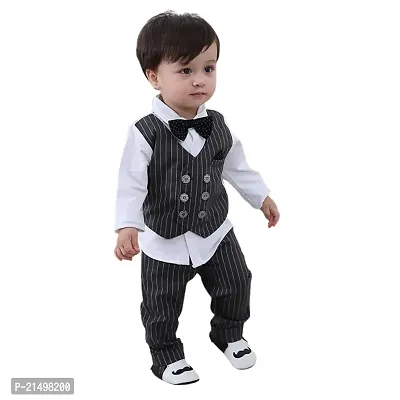 Rasayan Boy's Stylish White  Black Multicolour Top And Pant Casual Clothing Sets (6-9 Month, Black)