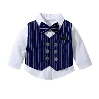 Rasayan Boy's Stylish White  Black Multicolour Top And Pant Casual Clothing Sets (6-9 Month, Blue)-thumb2