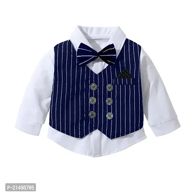 Rasayan Boy's Stylish White  Black Multicolour Top And Pant Casual Clothing Sets (6-9 Month, Blue)-thumb3