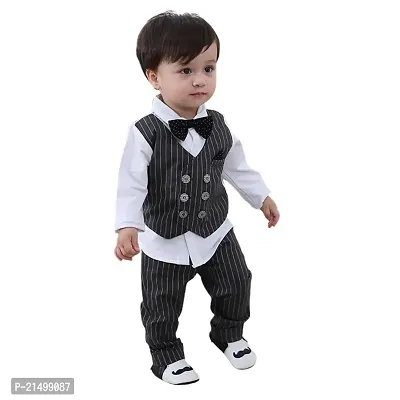 Rasayan Boy's Stylish White  Black Multicolour Top And Pant Casual Clothing Sets (1-2 Year, Black)