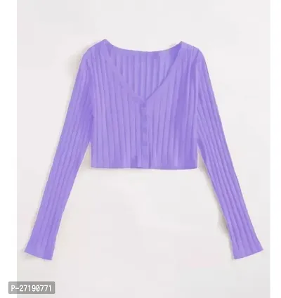 Elegant Purple Lycra Self Design Tops For Women-thumb0