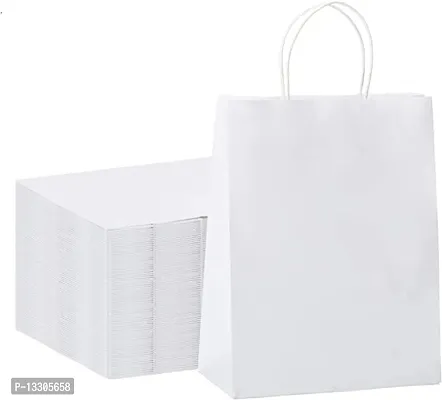 Craft Paper Bags, Gift Bags with Handles, Small Craft Shopping Bags in Bulk for Boutiques, Small Business, Retail Stores, Gifts  Merchandise (SMALL-8 x 3 x 10, WHITE-25PCS)-thumb0