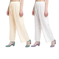 Women's Rayon Palazzo Pants Combo in Elegant Off-White (S, Off White and White)-thumb1