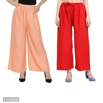 Buy Orange and Cream Combo of 2 Palazzos Rayon for Best Price, Reviews,  Free Shipping