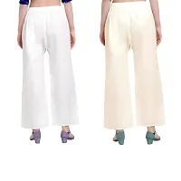 Women's Rayon Palazzo Pants Combo in Elegant Off-White (S, Off White and White)-thumb3