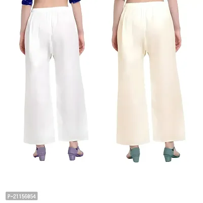 Women's Rayon Palazzo Pants Combo in Elegant Off-White (S, Off White and White)-thumb4
