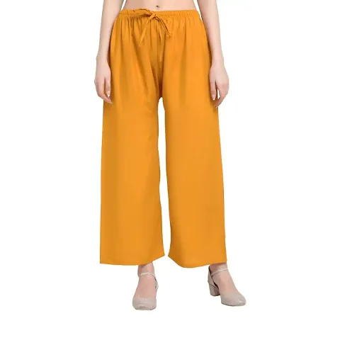 Yellow Women's Rayon Palazzo Pants Combo in Solid Color