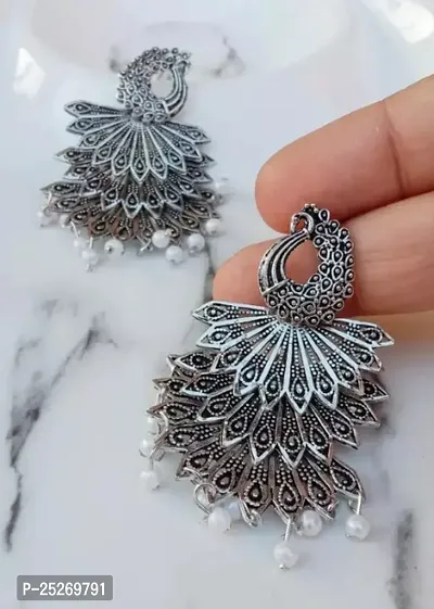 Silver Alloy Jhumkas Earrings For Women-thumb0