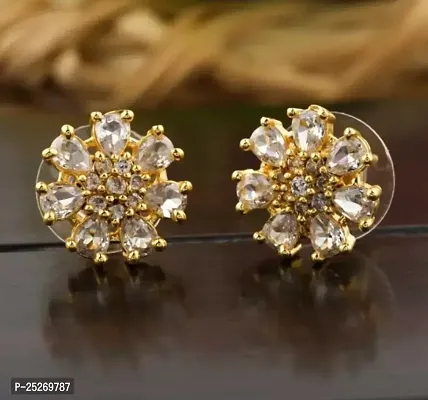 Golden Brass Studs Earrings For Women