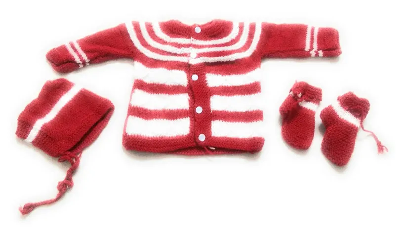 Jain Traders Baby Boy's & Baby Girl's Wool Round Neck Sweater Set