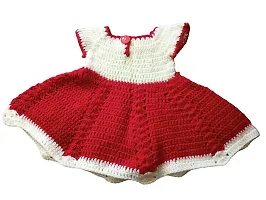 ARUNA KULLU HANDLOOM Hand Made New Born Baby Woolen Knitted Sweater Set (3Pcs Suit) for Kids BABIES (Unisex) (red frock)-thumb2
