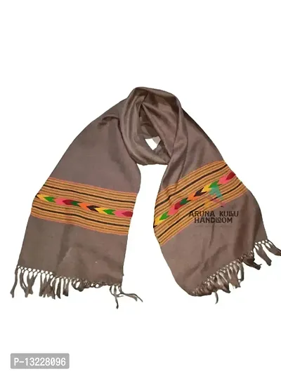 ARUNA KULLU HANDLOOM Hand Woven Kullu Pure Woolen Muffler Kullu Handloom Weaving Designed for Men and Women BROWN