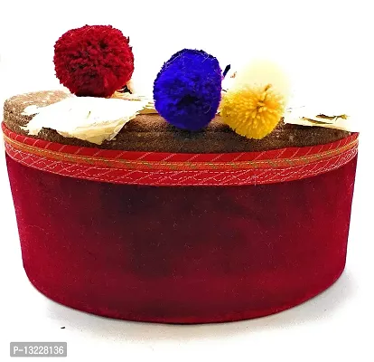 ARUNA KULLU HANDLOOM Traditional KULLU Cap with Flowers ON TOP (RED, 8)