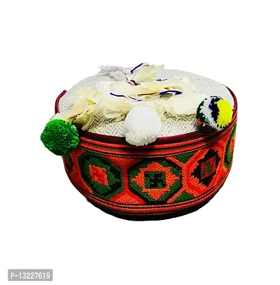 Traditional KULLU Cap with Flowers ON TOP (Malana Black, Free Size 7)